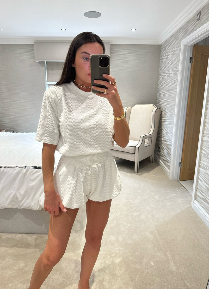 Riva Set - White Towelling – Daisy-Bee