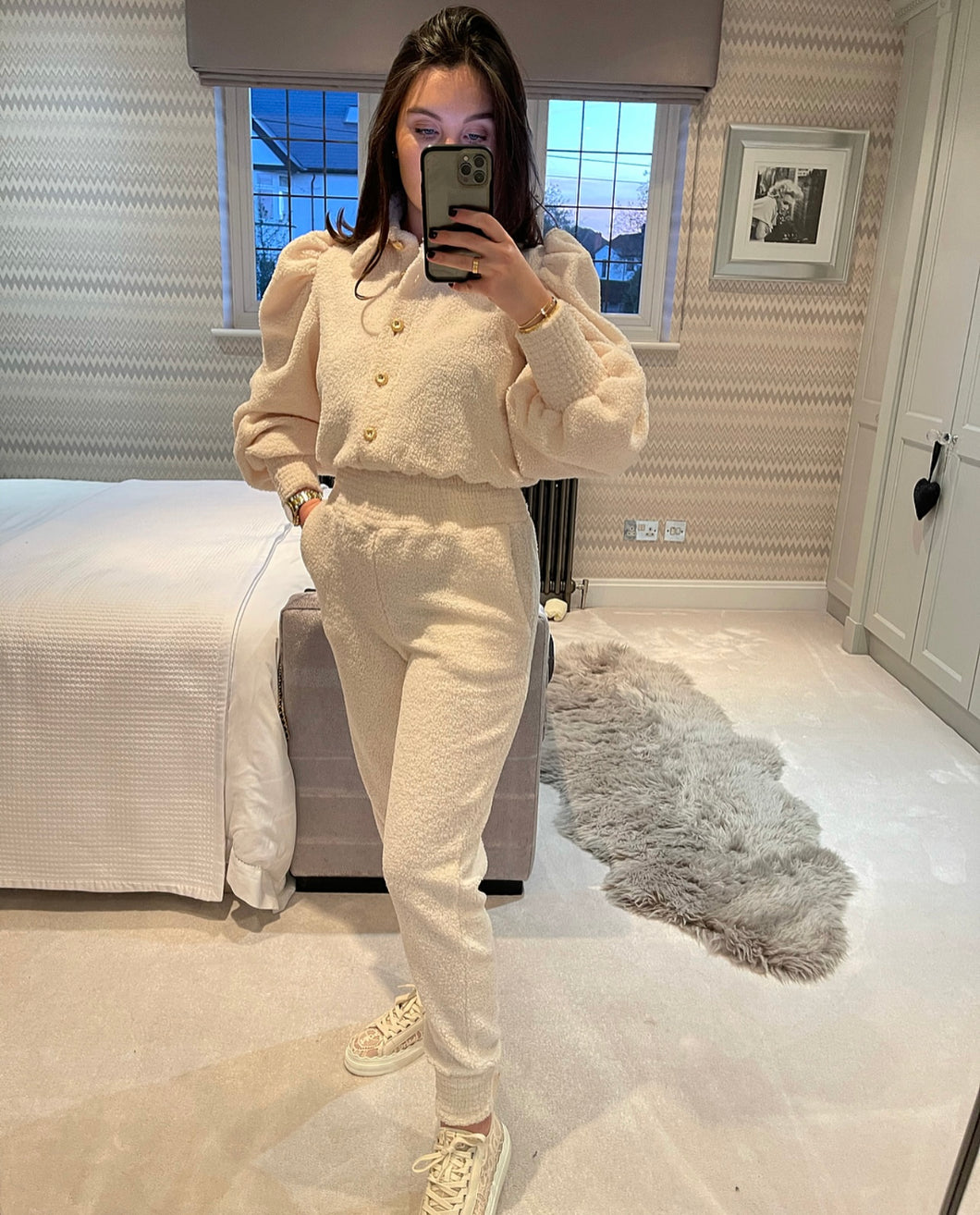 Cream Coco Sherpa Boucle Jumpsuit